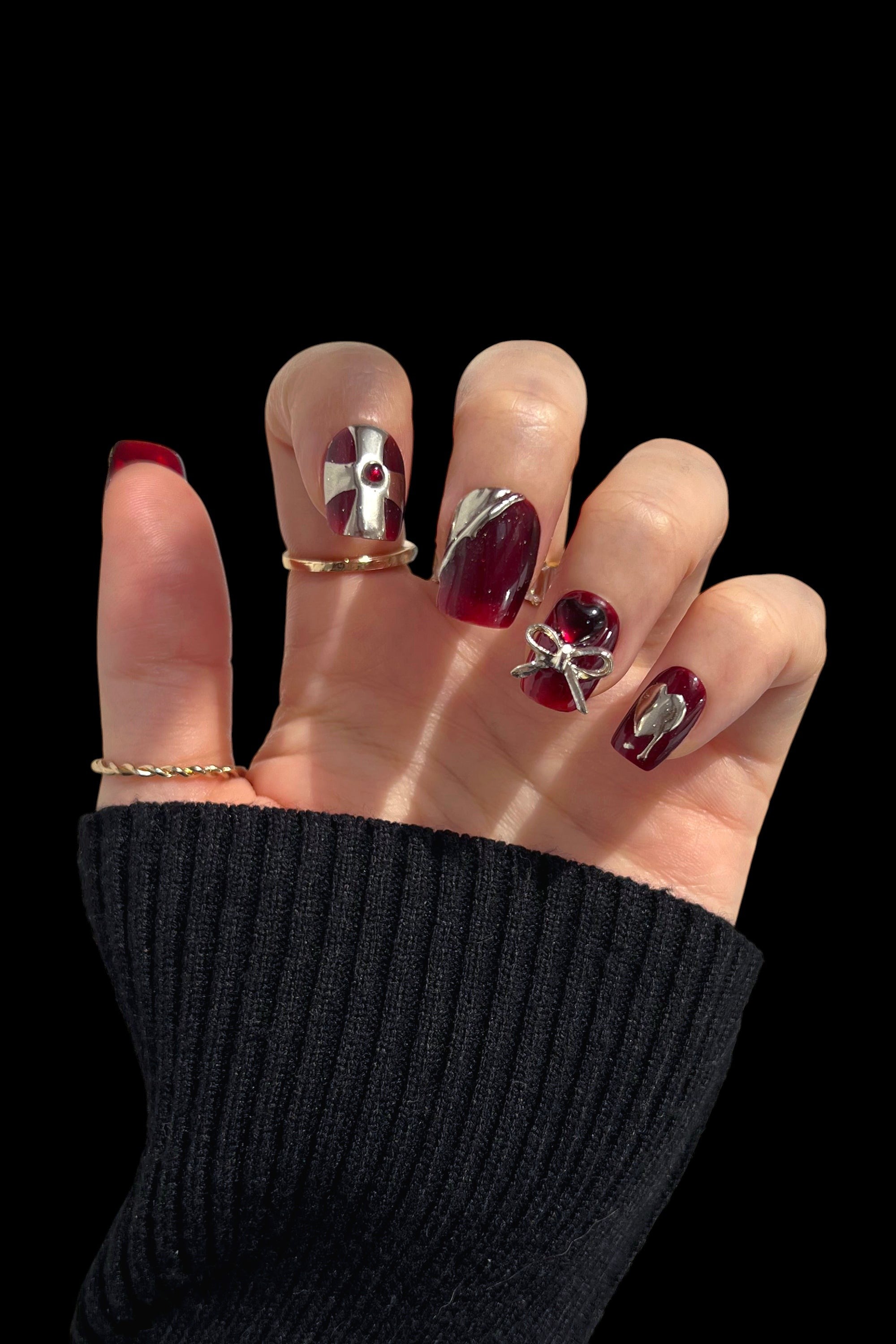 Maroon Castle | Pro Handmade Gel Nails by Bonmuz