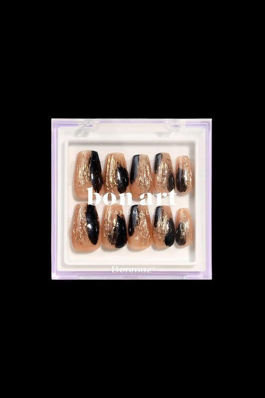 Gilded Noir | Pro Handmade Gel Nails - AetherLux.Shop