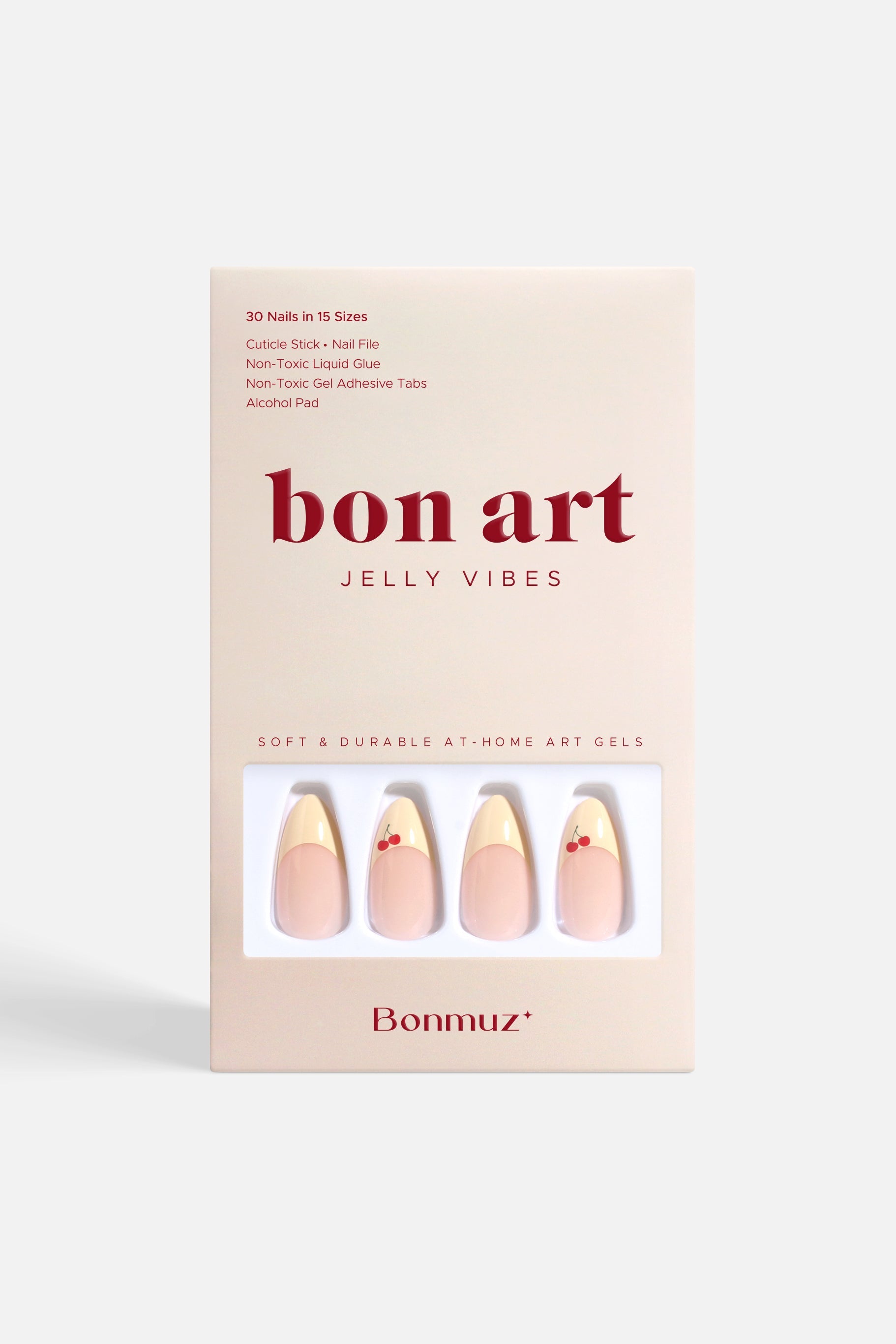 Cherry Charm | Soft & Durable Press-On Nails by Bonmuz