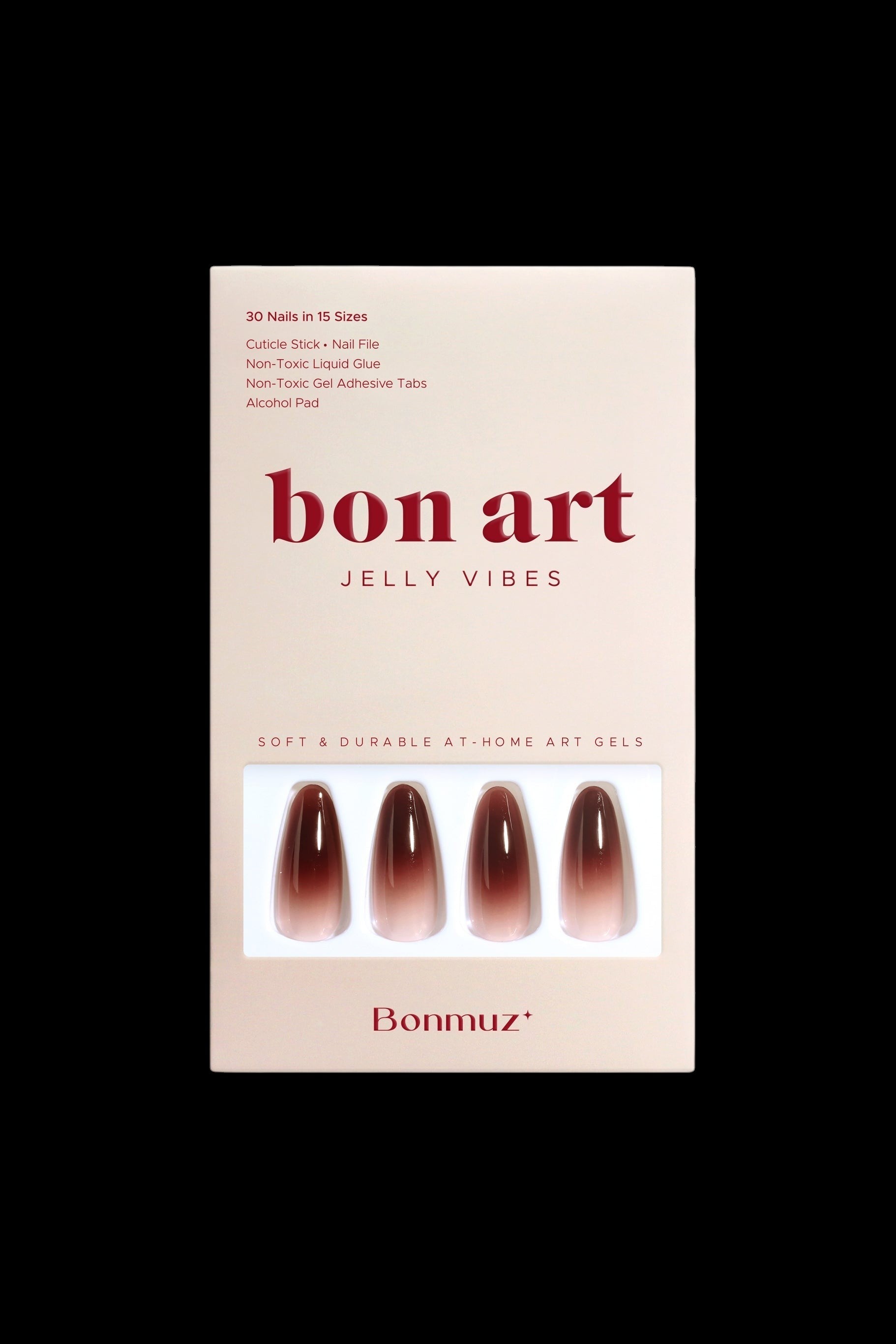 Berry Cocoa Drip | Soft & Durable Press-On Nails by Bonmuz
