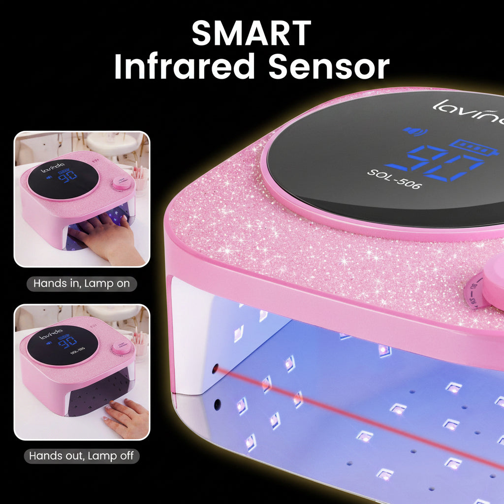 Crown™ V2 Bling Nail Lamp - Pink - 54W Rechargeable UV/LED by Lavinda