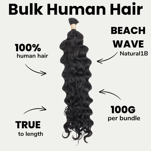 Beach Wave Bulk 100% Human Braiding Hair by Private Label