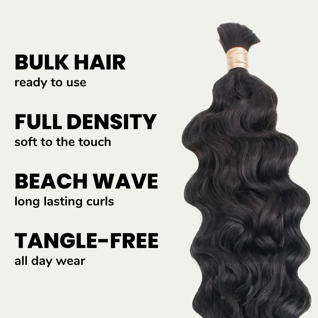 Beach Wave Bulk 100% Human Braiding Hair by Private Label