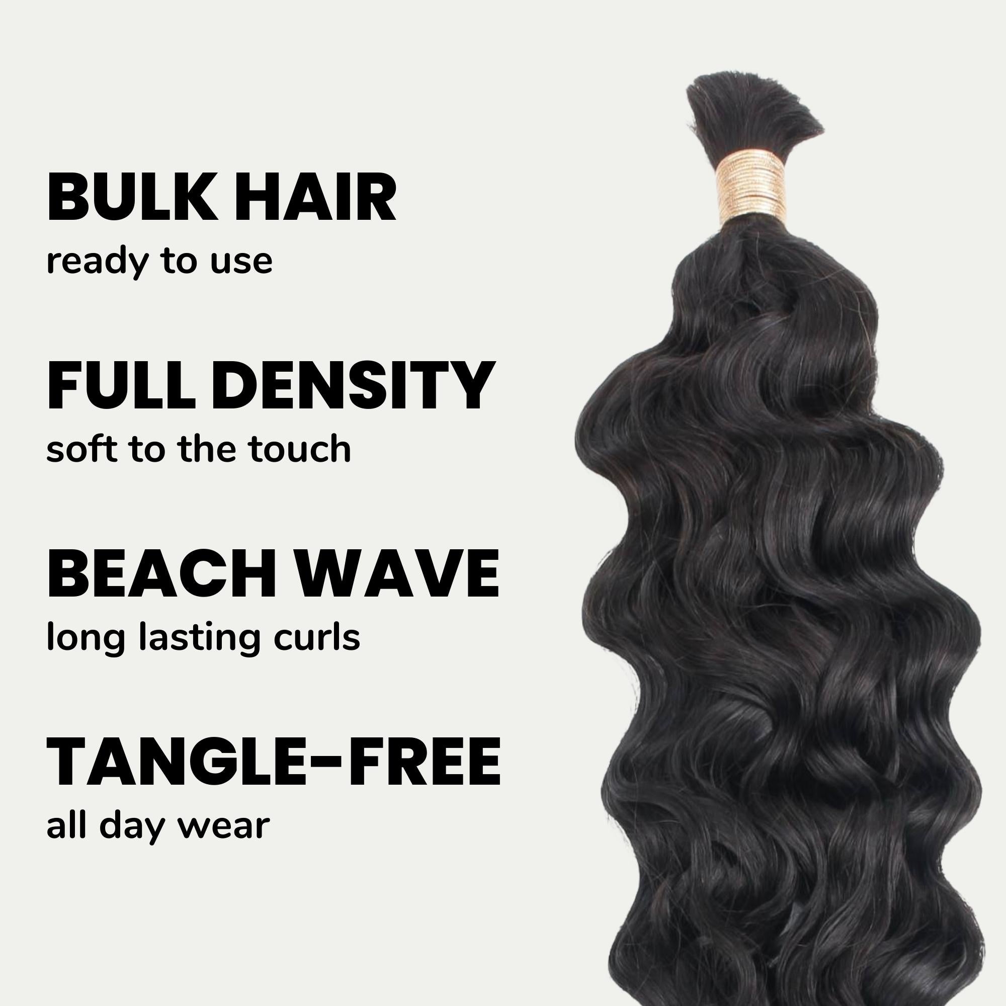Beach Wave Bulk 100% Human Braiding Hair by Private Label