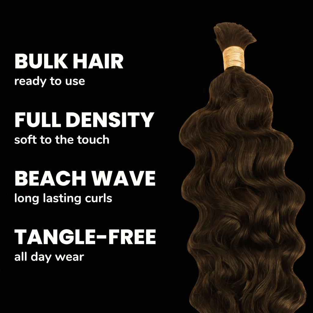 Beach Wave Bulk 100% Human Braiding Hair by Private Label