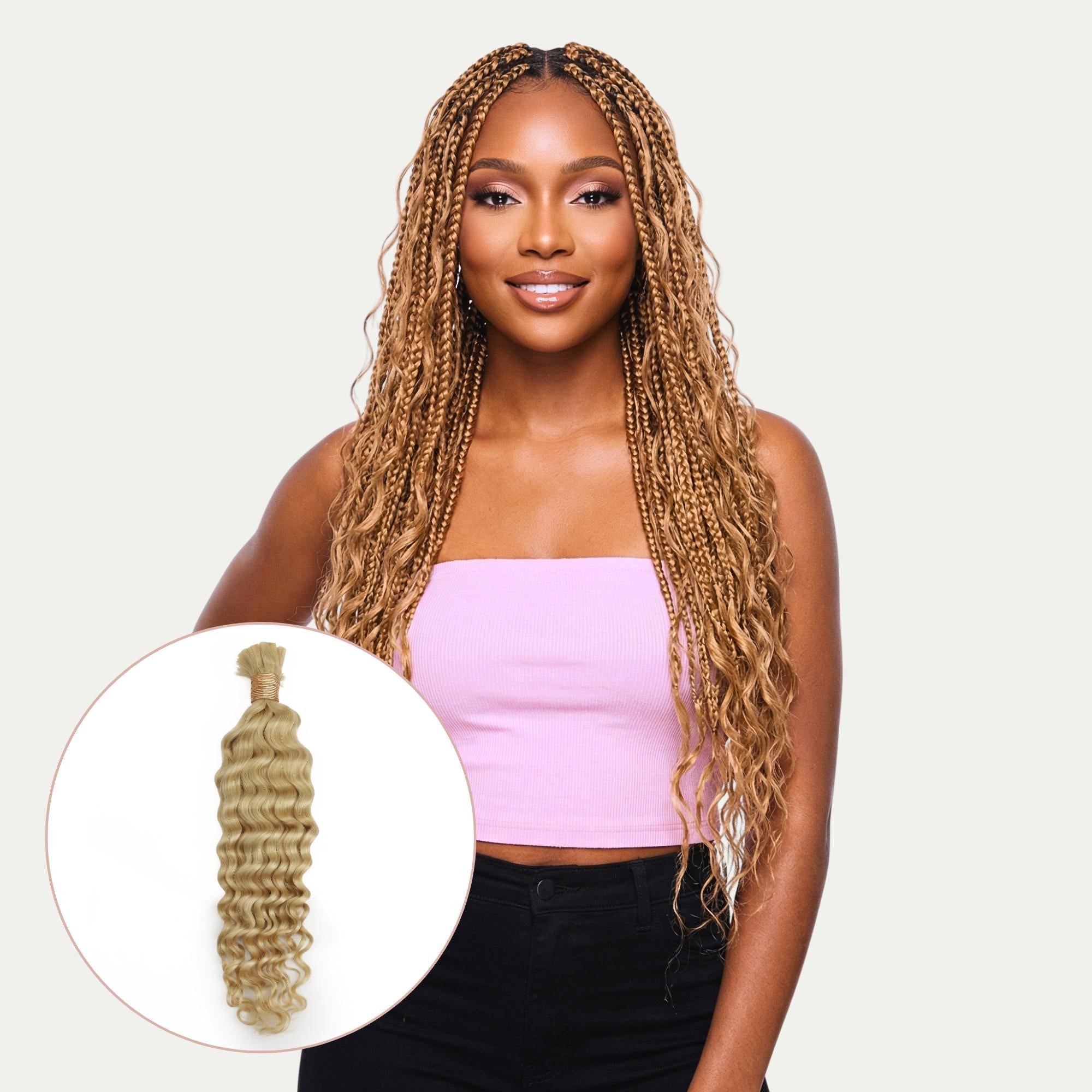 Blonde Deep Wave Bulk 100% Human Braiding Hair by Private Label