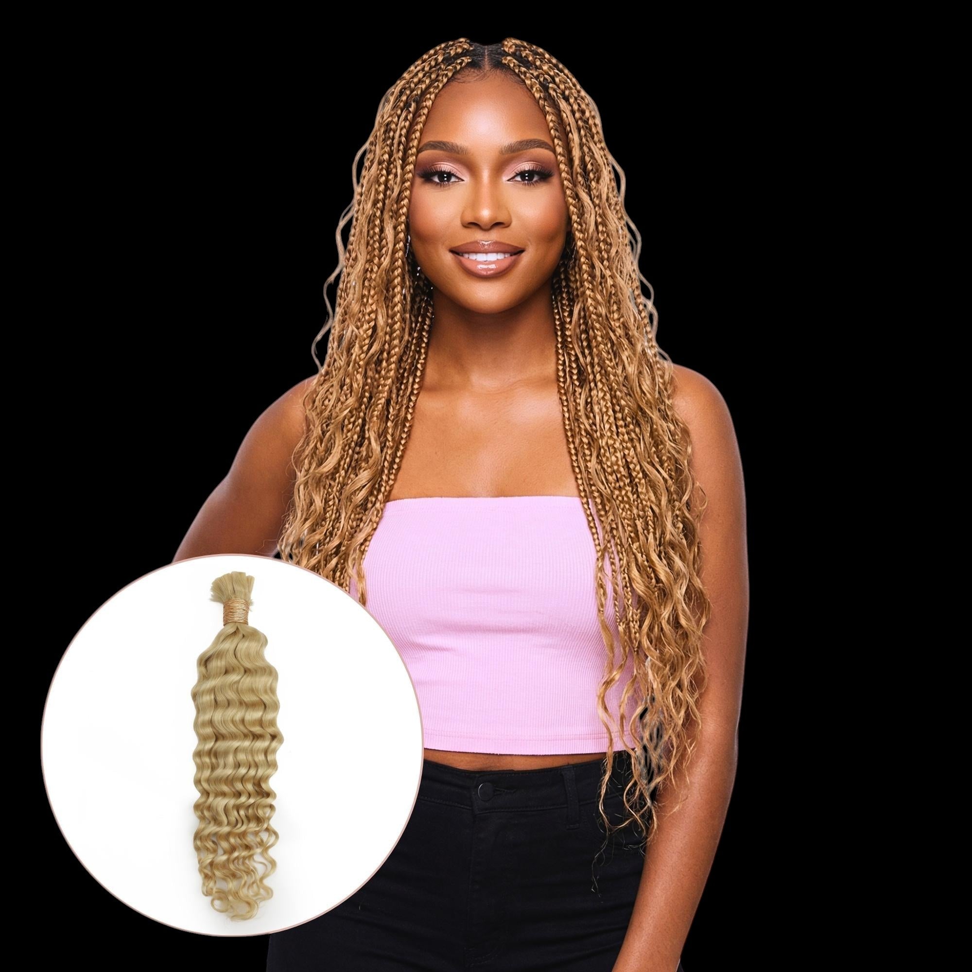 Blonde Deep Wave Bulk 100% Human Braiding Hair by Private Label