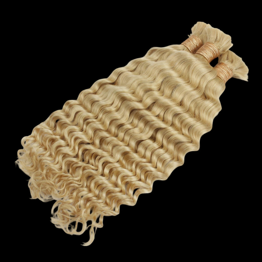 Blonde Deep Wave Bulk 100% Human Braiding Hair by Private Label