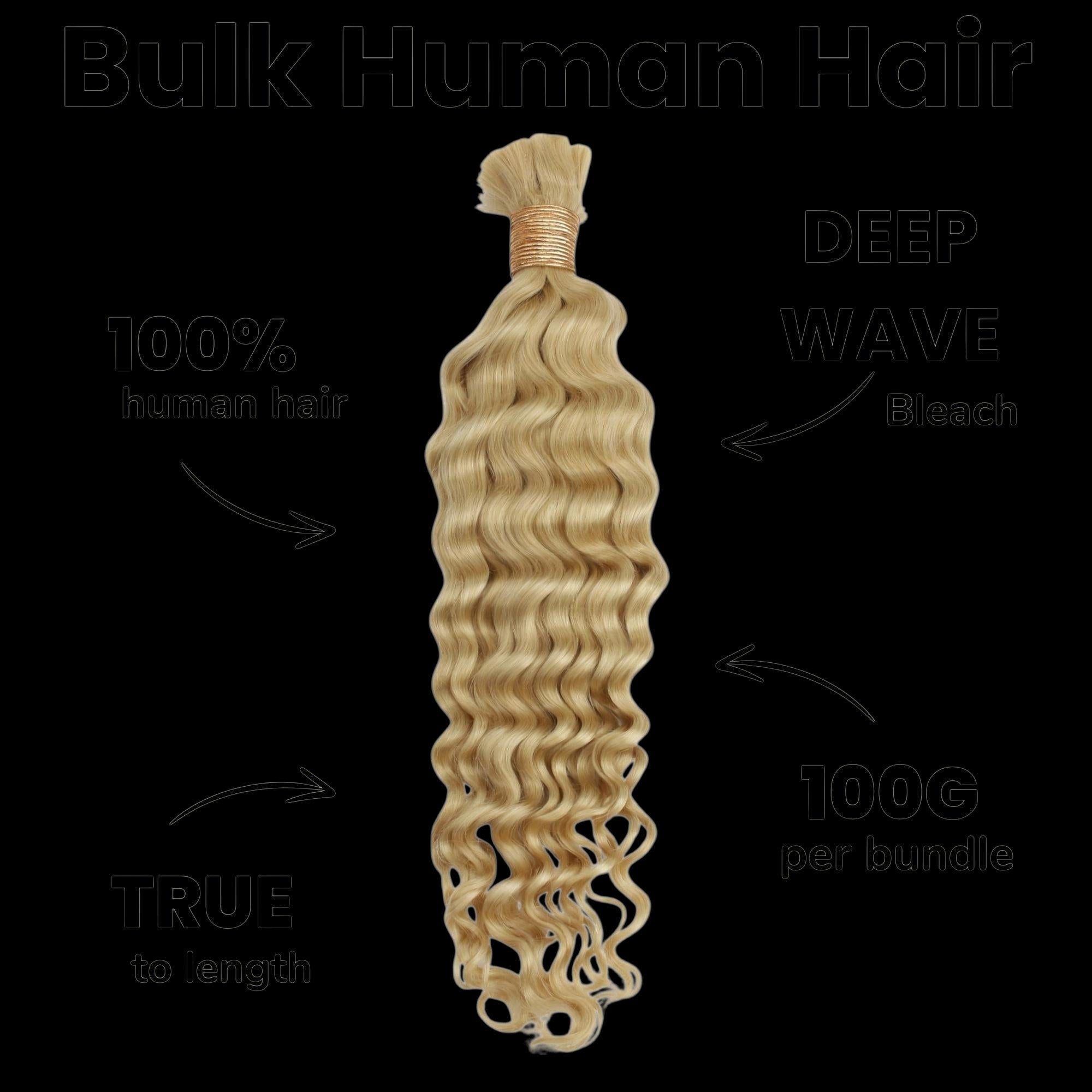 Blonde Deep Wave Bulk 100% Human Braiding Hair by Private Label