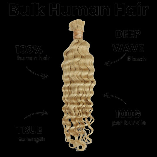 Blonde Deep Wave Bulk 100% Human Braiding Hair by Private Label