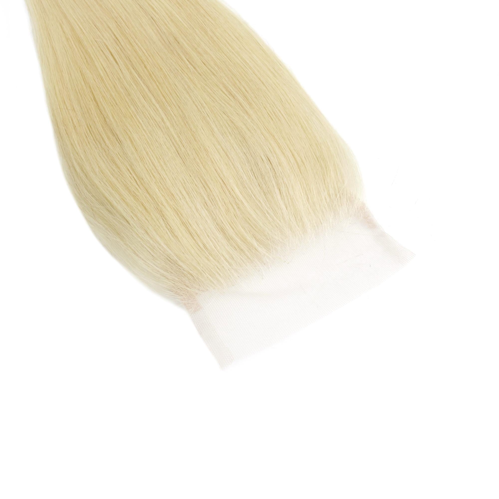 Blonde Straight 4x4 Transparent Lace Human Hair Closure by Private Label