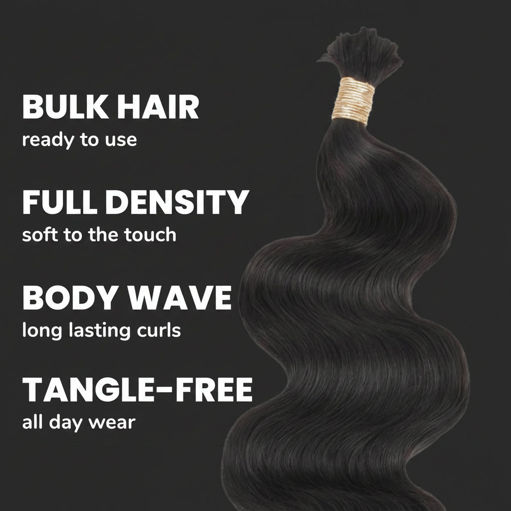 Body Wave Bulk 100% Human Braiding Hair by Private Label