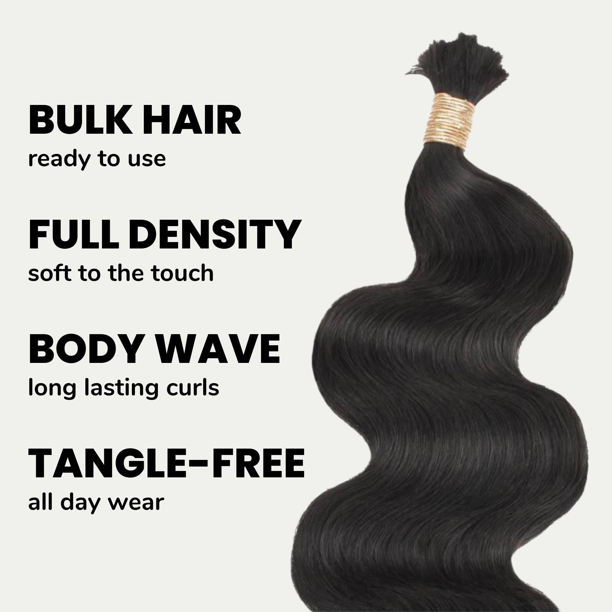 Body Wave Bulk 100% Human Braiding Hair by Private Label