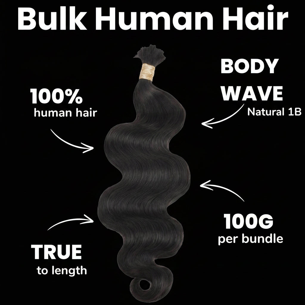 Body Wave Bulk 100% Human Braiding Hair by Private Label