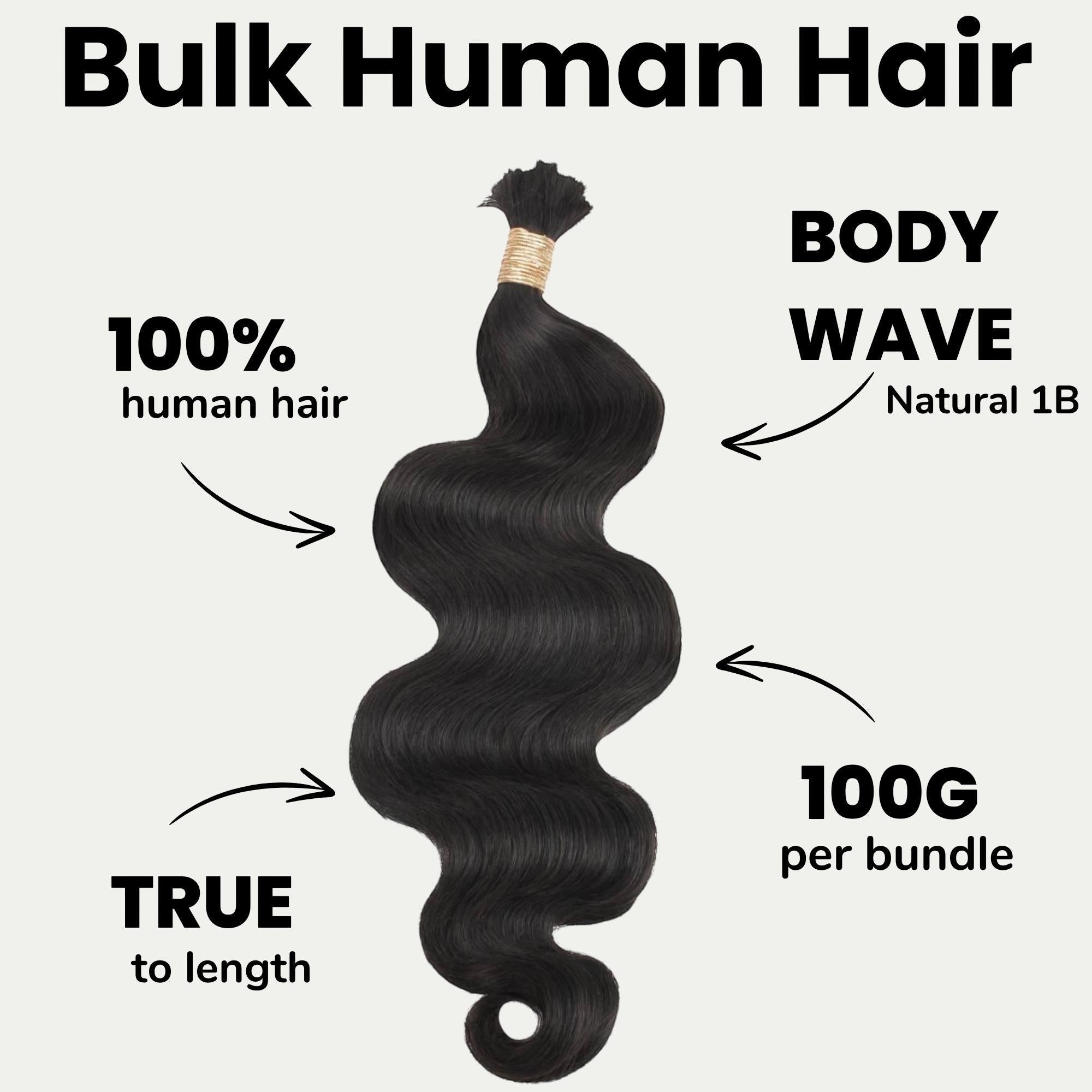 Body Wave Bulk 100% Human Braiding Hair by Private Label