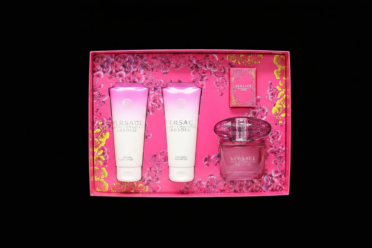 Bright Crystal Absolu By Versace For Women 4Pcs Set EDP Spray by perfumesandrea