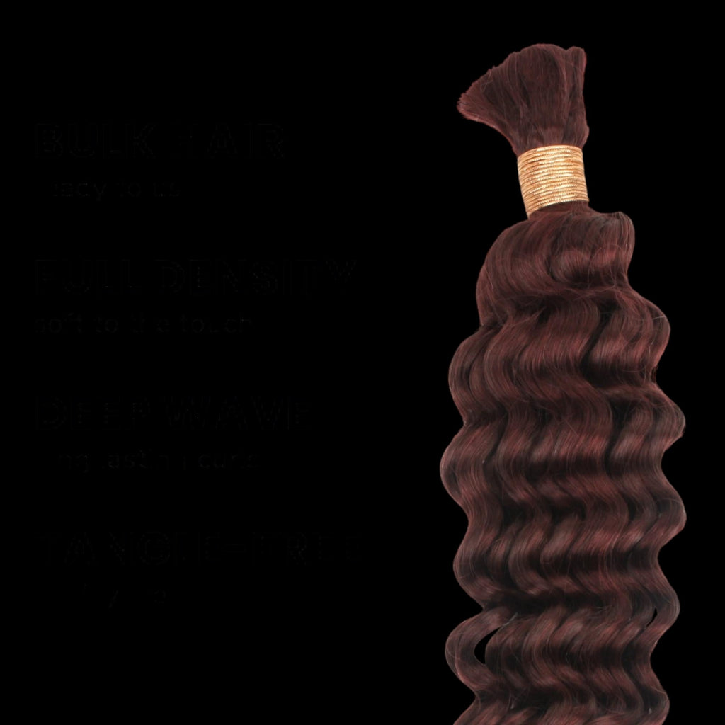 Burgundy Deep Wave Color 99J Bulk 100% Human Braiding Hair by Private Label