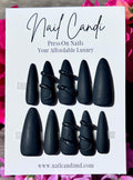 Handmade Long Stiletto Matte Black Snake Nails