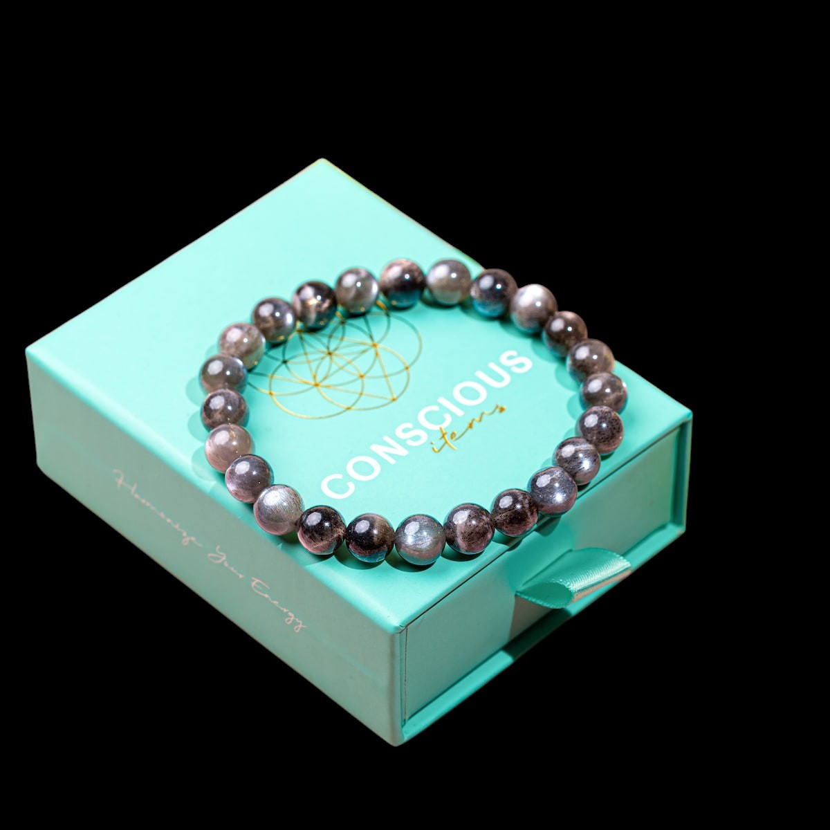 The Empath’s Cord Cutter – Black Moonstone Bracelet by Conscious Items