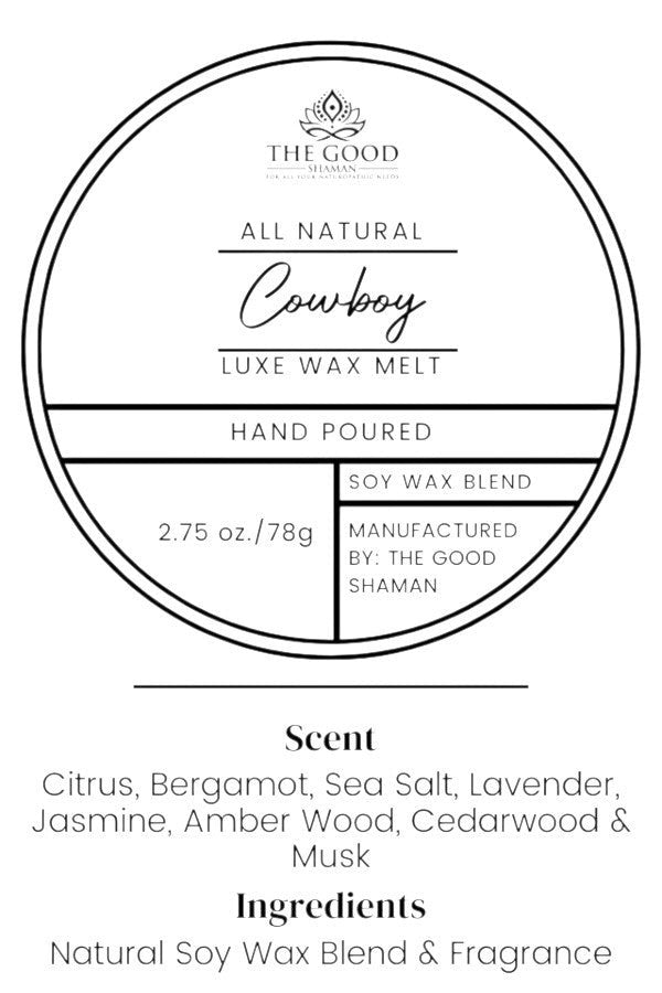 Cowboy - Luxe Hand-Poured Natural Soy Wax Melts by The Good Shaman