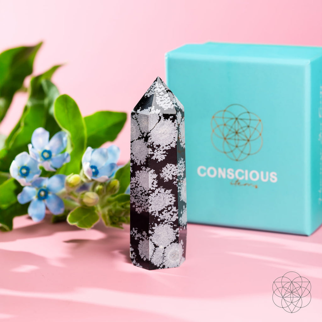 Spiritual Bodyguard - Snowflake Obsidian Point by Conscious Items