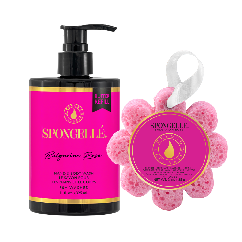 Bulgarian Rose Boxed Flower & Body Wash Refill Set by Spongellé
