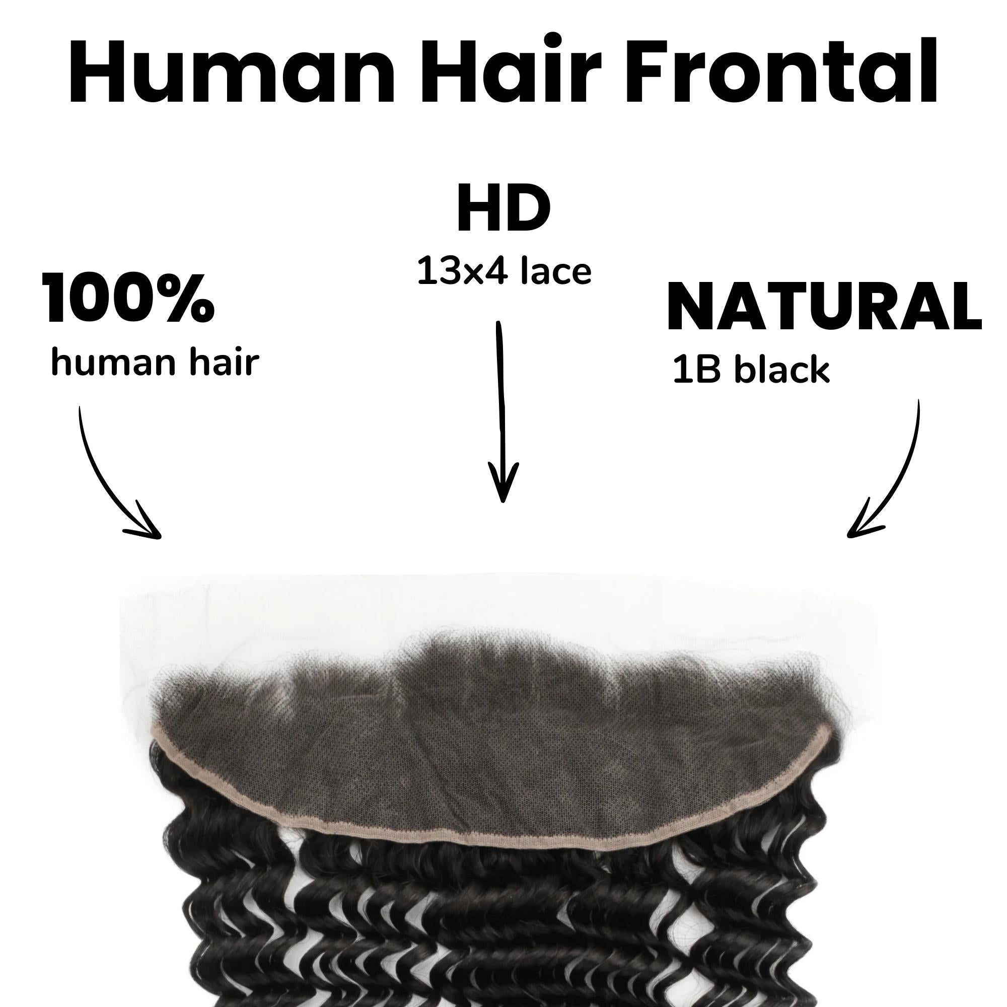Deep Wave 13x4 HD Lace Human Hair Frontal by Private Label