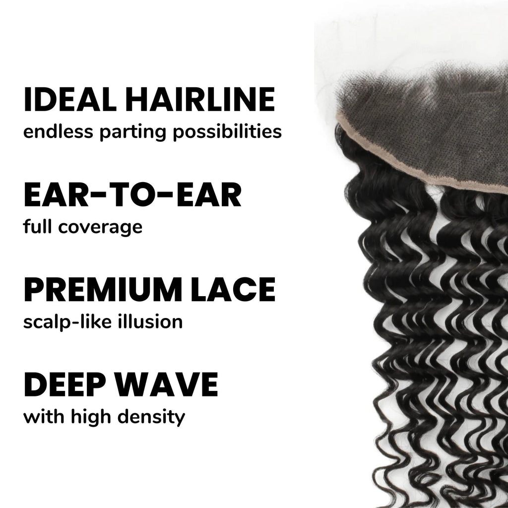 Deep Wave 13x4 HD Lace Human Hair Frontal by Private Label