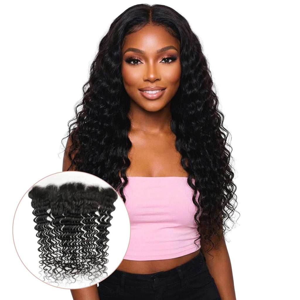 Deep Wave 13x4 HD Lace Human Hair Frontal by Private Label