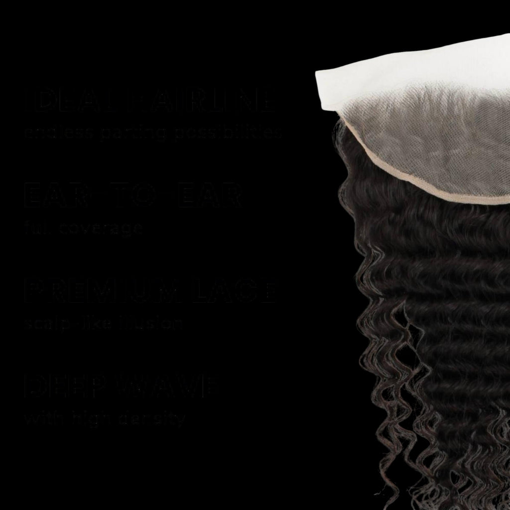 Deep Wave 13x4 Transparent Lace Human Hair Frontal by Private Label