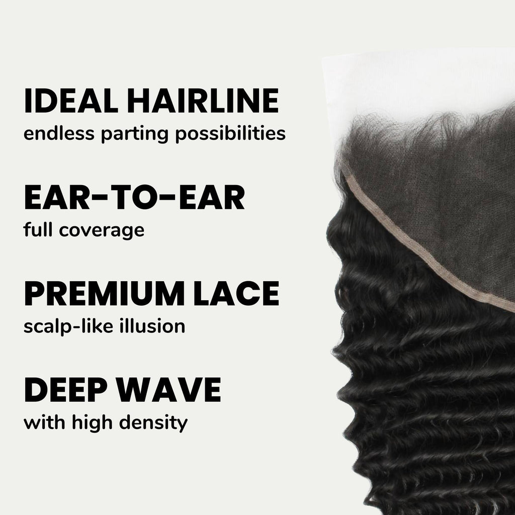 Deep Wave 13x6 HD Lace Human Hair Frontal by Private Label