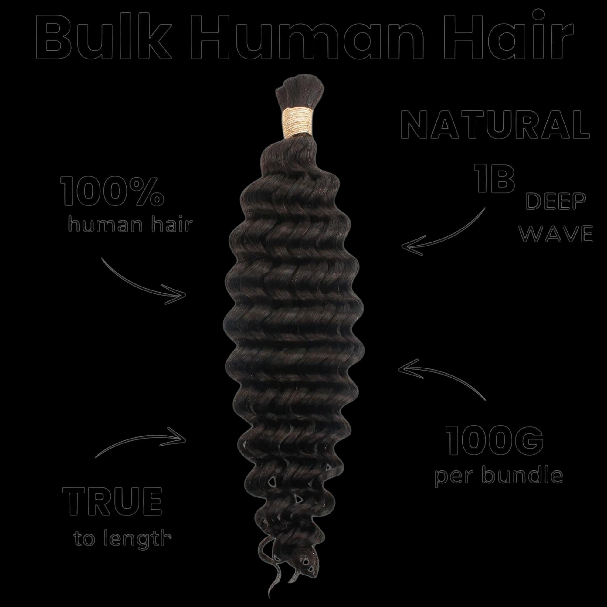 Deep Wave Bulk 100% Human Braiding Hair by Private Label