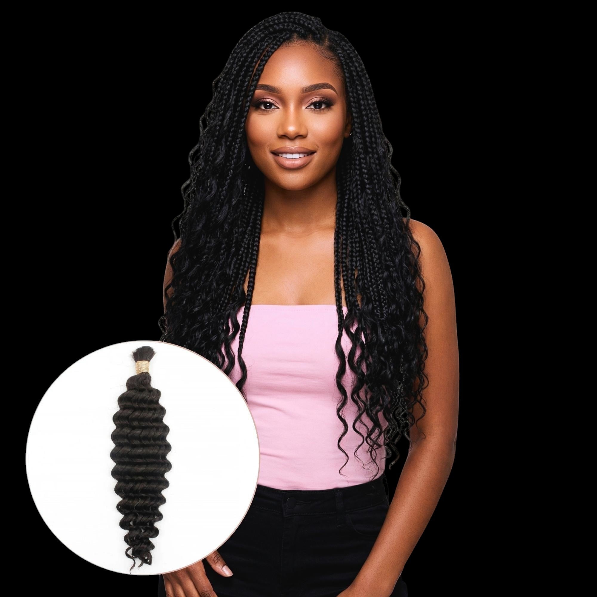 Deep Wave Bulk 100% Human Braiding Hair by Private Label