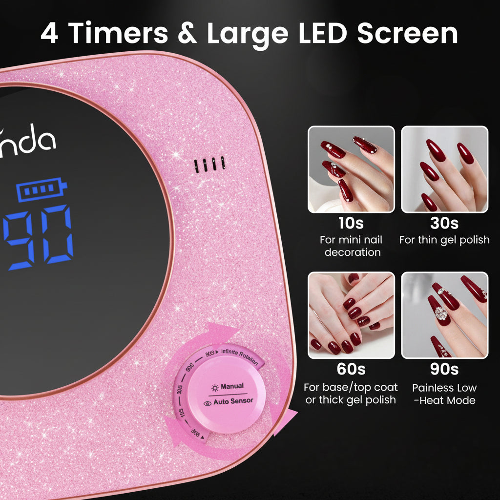 Crown™ V2 Bling Nail Lamp - Pink - 54W Rechargeable UV/LED by Lavinda