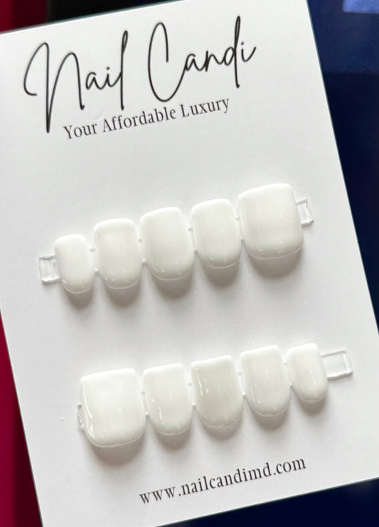 Handmade Extra Short Square Solid White Nails