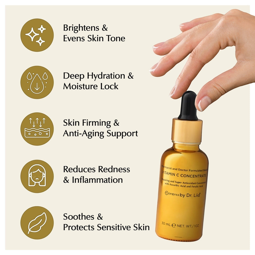 Brightening Vitamin C Glow Serum for Sensitive & Dry Skin – Vegan, Gluten-Free, Anti-Aging, Fragrance-Free by EpiLynx