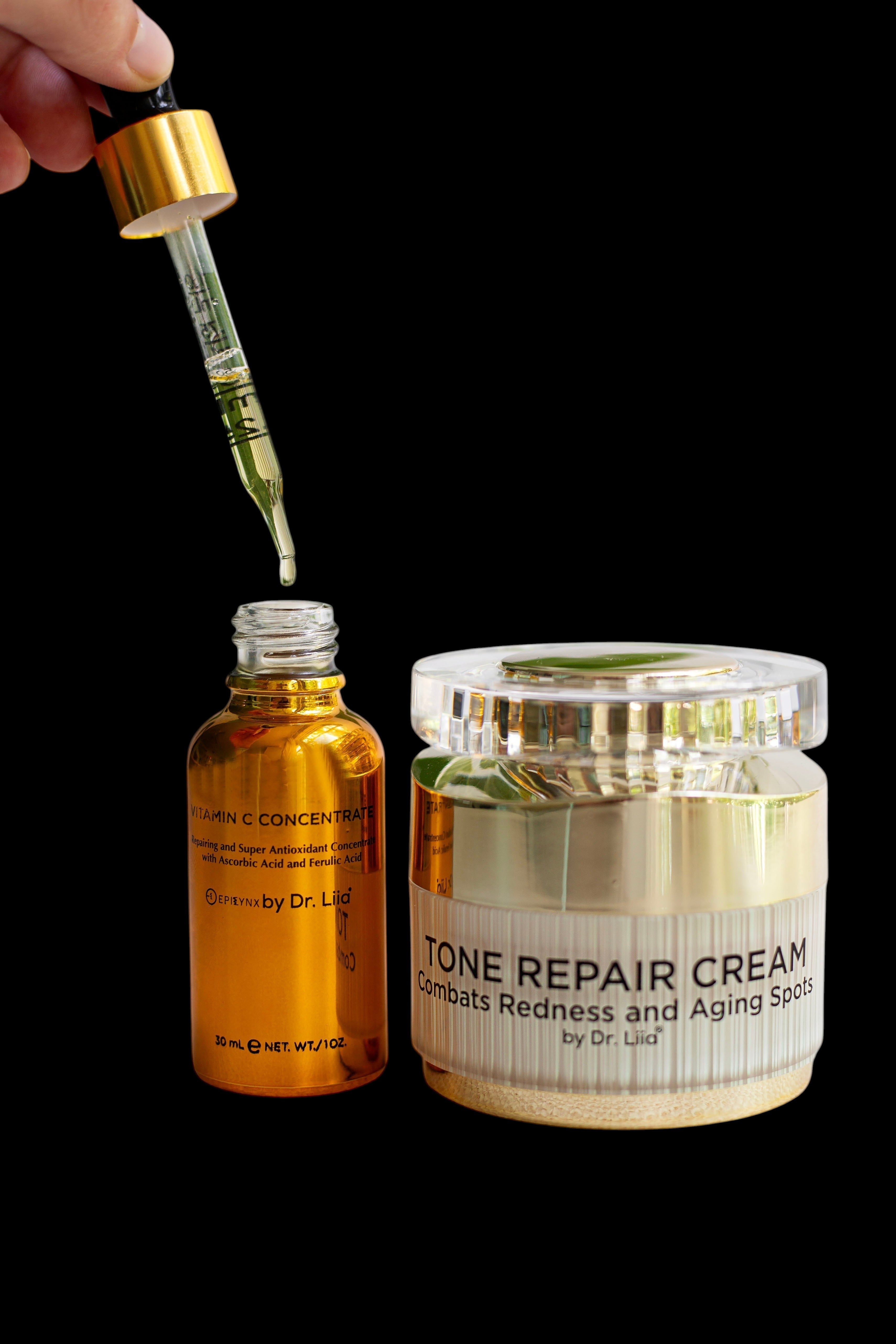 Brightening Vitamin C & Tone Repair Cream Set – Vegan, Gluten-Free Dark Spot & Hyperpigmentation Duo by EpiLynx