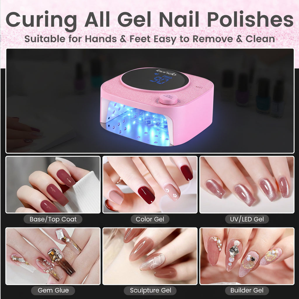 Crown™ V2 Bling Nail Lamp - Pink - 54W Rechargeable UV/LED by Lavinda