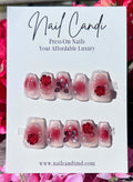 Handmade Medium Coffin Red Rose Nails