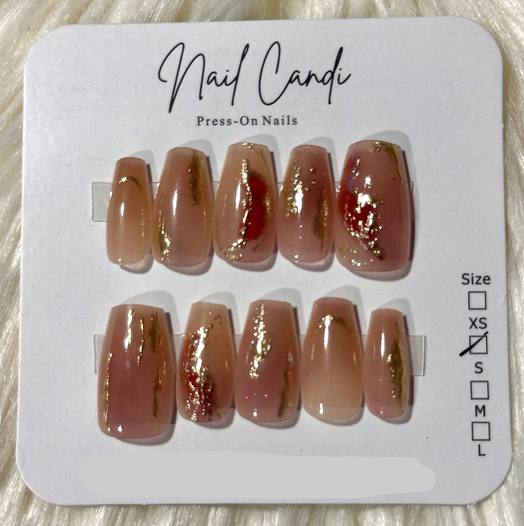 Semi-Handmade Medium Nude Butterfly Nails
