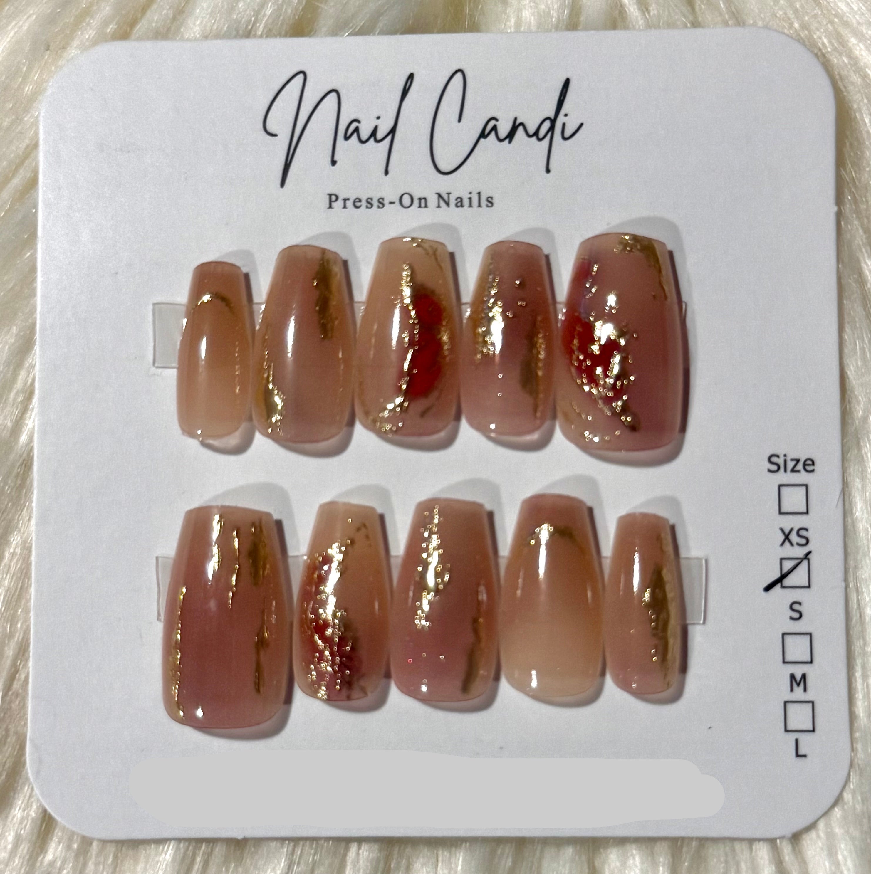 Semi-Handmade Medium Nude Butterfly Nails
