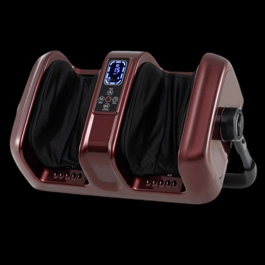 Foot and Calf Massager with Heat Shiatsu Deep Kneading Rolling Smart Electric Leg Massager-Red by VYSN