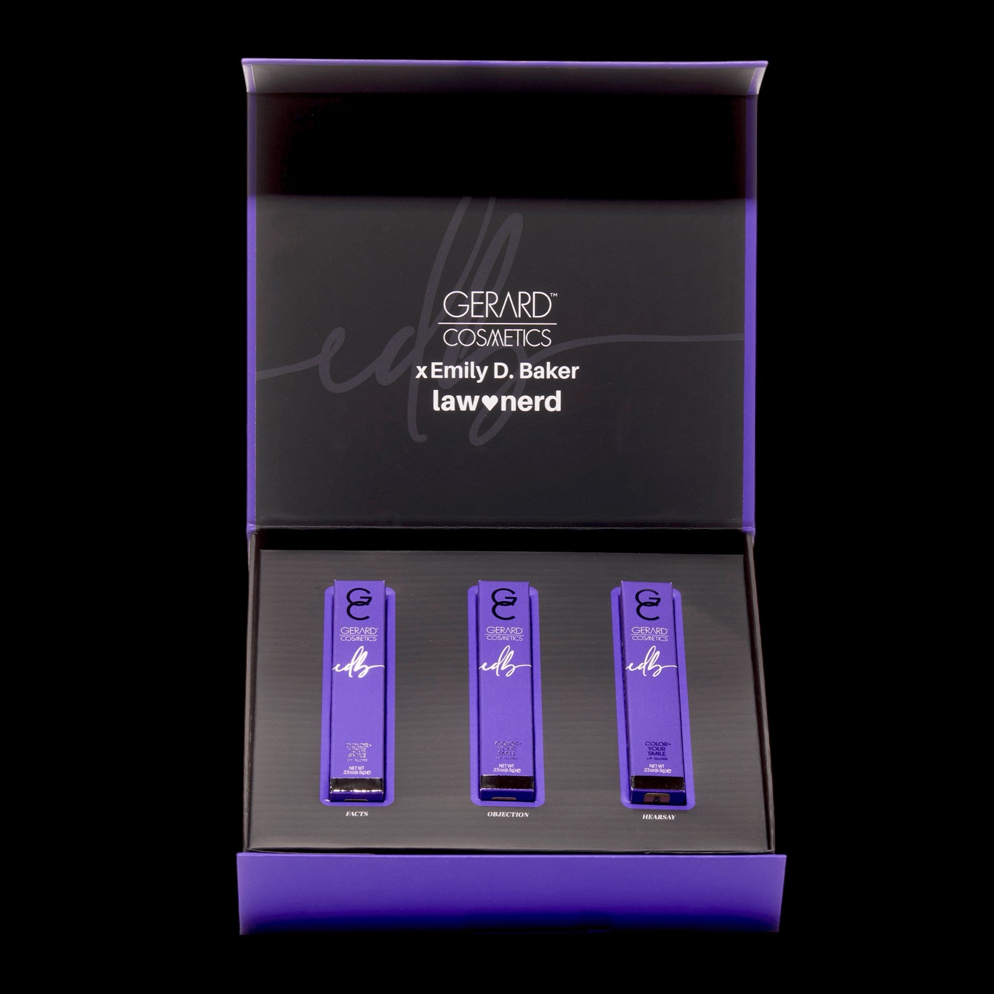 Limited Edition Box Set : Emily D. Baker X Gerard Cosmetics®️ 3 Lip Gloss Set Allegations & Shade Collection by Gerard Cosmetics