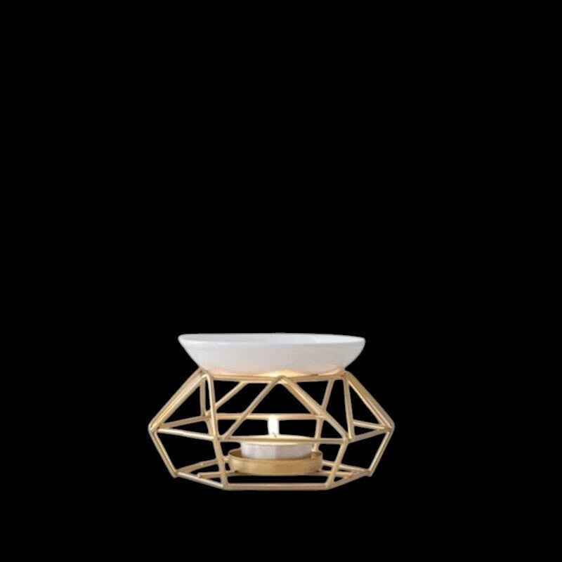 Gold Geometric Ceramic Essential Oil/Wax Melt Burner by The Good Shaman