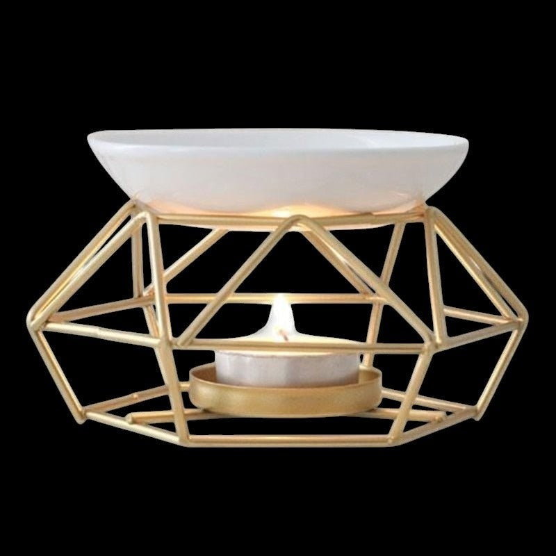 Gold Geometric Ceramic Essential Oil/Wax Melt Burner by The Good Shaman