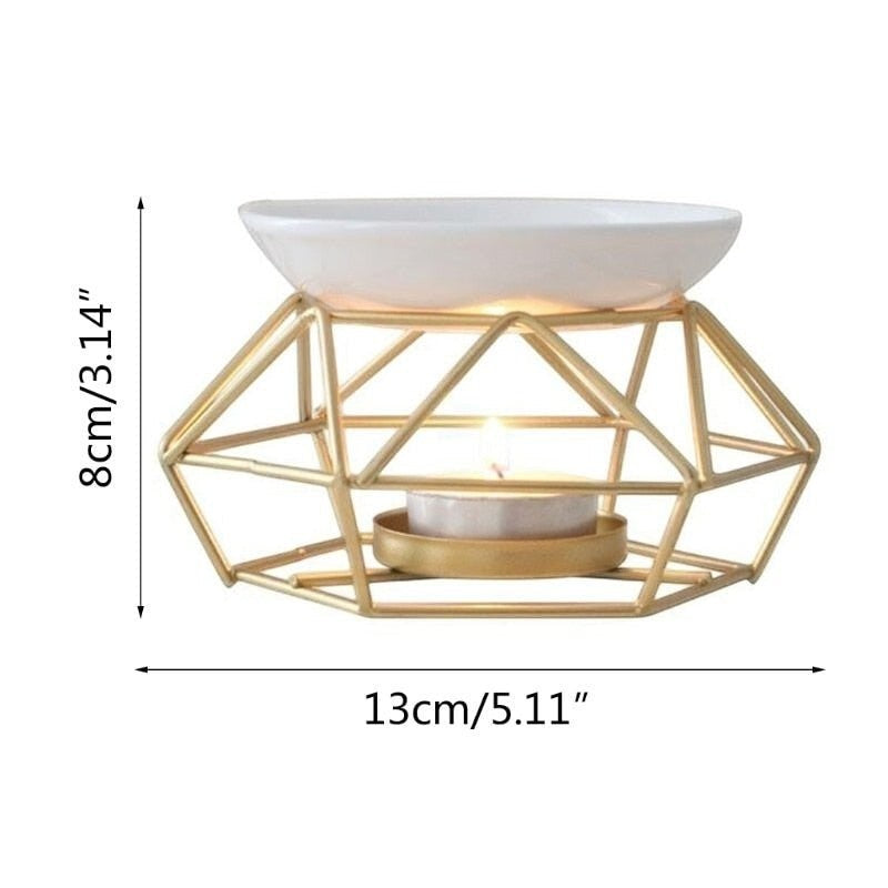 Gold Geometric Ceramic Essential Oil/Wax Melt Burner by The Good Shaman