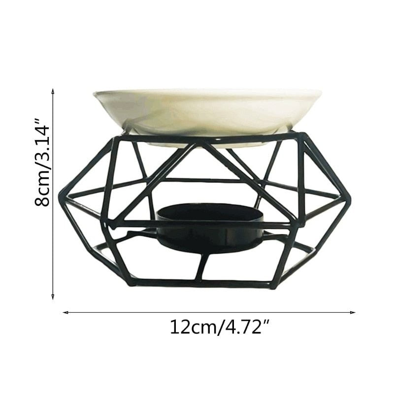 Black Geometric Ceramic Essential Oil/Wax Melt Burner Warmer by The Good Shaman