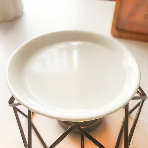 Black Geometric Ceramic Essential Oil/Wax Melt Burner Warmer by The Good Shaman