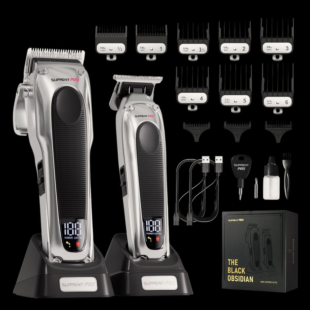 The Black Obsidian Professional Clipper and Trimmer Set - HC776SX by SUPRENT US