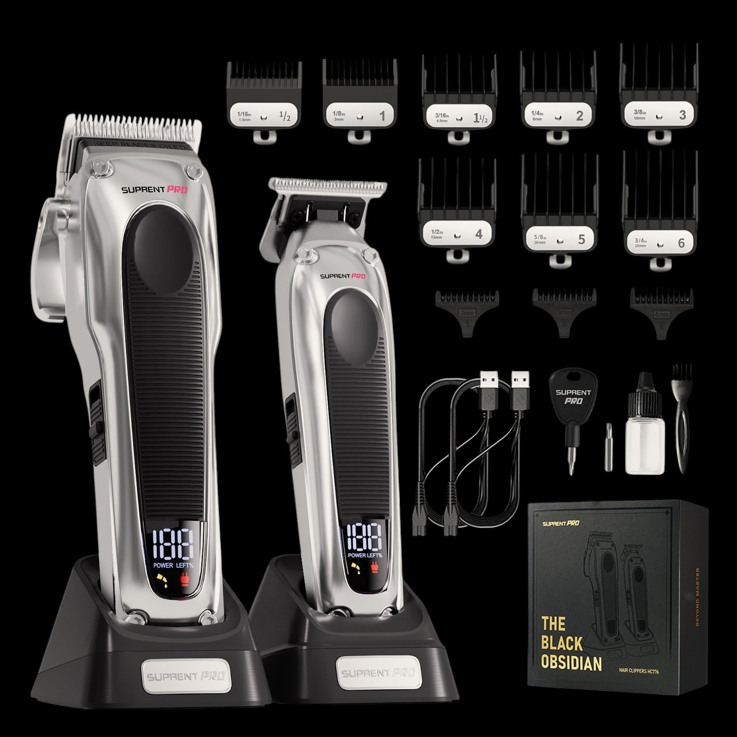 The Black Obsidian Professional Clipper and Trimmer Set - HC776SX by SUPRENT US